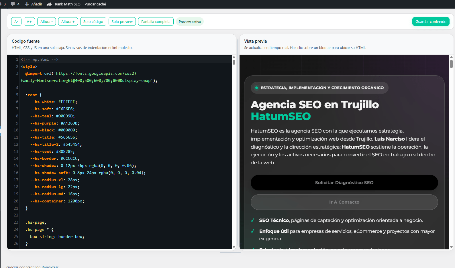 Interfaz de Hatum Editor